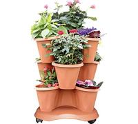 CF VASO TRIFOGLIO + SOTTOVASO + RUOTE BAMA PP TERRACOTTA D.CM 40 H.CM 51 CF=PZ 3