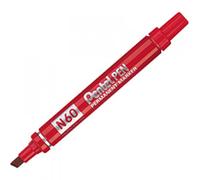 Pentel Pen N60 Marcatore Permanente Punta Scalpello Rosso 12 Pezzi