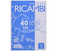 PIGNA - 00629045M - Ricambi forati Quaxima - A5 - 5 mm - 80 gr - 40 fogli - Pigna - 28831 - Conf. da 1 Pz. - 00629045M