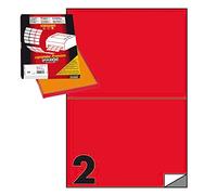 etichette adesive c/509 - in carta - permanenti - 210 x 148,5 mm - 2 et/fg - 100 fogli - rosso - markin