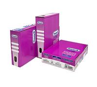 Favorit, Buste a Foratura Universale, Buccia D'Arancia, 500 Pezzi, 22 x 30 cm, Spessore Basso, Trasparente, Box Fucsia, La Migliore Soluzione per il tuo Archivio