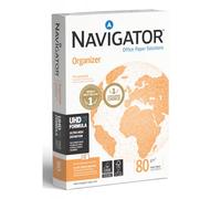 Carta A4 Navigator 4 fori Organizer - 788865 Carta per fotocopie preforata con 4 fori di colore bianco da 80 g/mq con spessore 110 µm e punto di bianco cie 169 in 5 risme da 500 fogli