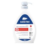 Sanitec, Securgerm med, sapone disinfettante mani, Non profumato, Elimina il 99,9% dei batteri, Flacone da 1 L