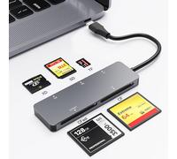 CFast 2.0, lettore di schede di memoria 5 in 1, lettore di schede USB-C CFast da 5 Gbps per San Disk, scheda Sony, Transcend, Lexar, lettura simultanea di 5 schede per schede Cfast/SD/CF/XD/TF