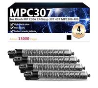 CFDFDA MPC307 Cartuccia Toner Compatibile per Ricoh MP C306 C406zsp 307 407 MPC306 406 Stampanti, Alta Resa 13000 Pagine, Stampa Nitida,Black-4 pack