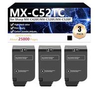 CFDFDA MX-C52TC Cartuccia Toner ad alta Capacità di Ricambio per Sharp MX-C428F, MX-C528F, MX-C528P Stampante, ad alta Definizione, 25000 Pagine,Black-3 pack