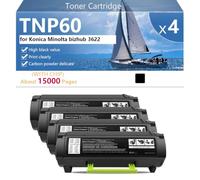 CFDFDA TNP60 Cartuccia Toner per Konica Minolta bizhub 3622 Stampanti, per Scuole, Ospedali e Banche, 15000 Pagine,Black-4 pack