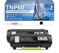CFDFDA TNP60 Cartuccia Toner per Konica Minolta bizhub 3622 Stampanti, per Scuole, Ospedali e Banche, 15000 Pagine,Black-2 pack