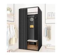 CFDZCP camerino portatile Camerino Quadrato Indipendente, Camerino Mobile For Negozio Di Abbigliamento, Divisorio For La Privacy Con Asta Appendiabiti, Ampio Spazio(Schwarz,85x85x200cm)