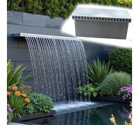 CFDZCP Cascata di Scarico A Discesa A Strapiombo da Giardino All'aperto, Fontana A Cascata Decorativa con Giochi d'Acqua, Presa di Deflusso A Cascata in Acciaio(100cm)