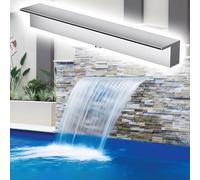 CFDZCP Scarico A Cascata da 20-200 Cm for Giochi d'Acqua Artificiali, Fontane da Esterno in Acciaio Inossidabile Argento/Nero, Personalizzabili con Connettore in PVC(Silver,Outlet Wide 115cm/45.3in)