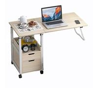 CFDZCP Scrivania For Computer Portatile Sul Comodino, Comodino Regolabile (71-101 Cm) Carrello Mobile For Laptop Con Ruote E Supporto For Mouse(Natural)