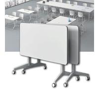 CFDZCP Tavoli sala riunioni 1/2/4/6Pack Tavolo Da Conferenza Pieghevole, Moderno Tavolo Da Allenamento Mobile Con Piano Ribaltabile E Ruote Girevoli, Scrivania Spessa 25 Mm(2pcs,120cm/47.2in)