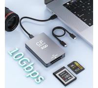 CFexpress - Lettore di schede 5 in 1 tipo B/XQD/SD, 10 Gbps, USB-C e USB-A, lettore di schede di memoria USB 3.2 Gen2 per CFexpress B, XQD, SD 3.0, compatibile con Windows, Mac, Linux e Android