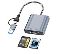 CFexpress, lettore di schede di tipo A e SD, USB 3.2 Gen 2, doppio slot da 10 Gbps, cavo USB C/USB-A 2 in 1, lettura/scrittura simultanea, per Windows/Mac/iOS/Android/Linux, per fotocamere Sony A1/A9