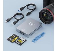 CFexpress - Lettore di schede tipo A e SD, doppio slot USB 3.2 Gen 2 10 Gbps Ultra Transfer Speed CFexpress con cavo USBC a USB C/USBA, adattatore CF express tipo A per Windows/Mac/Linux/Android