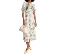 cffvdiz Abiti Estivi Donna Vita Alta Slim Fit Stampato Bolla Manica Casual Maxi Dress,Bianca,XXL