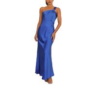 cffvdiz Blu,S, Spalla Halter Raso Abiti di Seta Slip Collo del Cappuccio Senza Schienale Abito da Sposa Halter Maxi Abiti