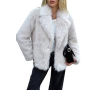 cffvdiz Cappotto Donna in Pelliccia Sintetica Soffice Maniche Lunghe Apertura Frontale Parka Shaggy Giacca Corta Abbigliamento Invernale Caldo,Beige,M