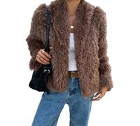 cffvdiz Giacca in Pelliccia Sintetica Da Donna Parka Casual in Pile Caldo A Maniche Lunghe, Cappotto Invernale Peloso E Morbido,Marrone,S
