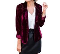 cffvdiz Rosso,XXL, Velluto Blazer Giacca Casual Manica Lunga Pulsante Vintage Blazer Suits Cardigan delle Donna