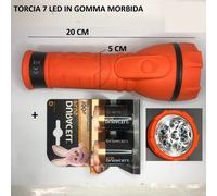CFG TORCIA LAMPADA 7 LED IN GOMMA MORBIDA SEMPLICE E RESISTENTE PILE COMPRESE