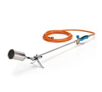 CFH Bruciatore a gas PZ 6500 con accensione piezoelettrica e tubo del gas - Applicazione bruciatore a gas con attacco da 3/8" per bombole di gas, ideale per la rimozione di erbacce e lavori di stagno