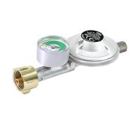 CFH Regolatore di pressione del gas bombola con indicatore di livello DRF 428 - Riduttore di pressione 50 mbar con manometro & sistema di protezione rottura, ingresso G.12 e uscita H.4 1/4", secondo