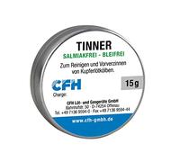 CFH Tinner TI 228 - Detergente stagnante e per punte di saldatura senza piombo, senza salmiak e piombo, aumenta la durata, Sn97Cu3, barattolo da 15 g con cuscinetto adesivo, secondo DIN EN ISO 9453