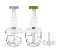Cflagrant Tritatutto manuale a spinta, 900 ml, tritatutto e sbattitore 2 in 1 con lame in acciaio inox e accessorio per miscelatore, mini tritatutto senza elettricità per verdure, erbe, aglio, cipolle