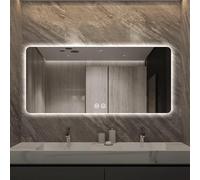 CFLNHMSY Specchio da Bagno Rettangolare con Luce, Specchio da Parete Oscurante, Specchio di Vanità Illuminato A LED con Interruttore A Sfioramento, Luce Tricolore(A,40x60cm)