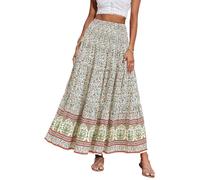 CFLONGE Maxi gonne estive per le donne 2025 moda boho gonna lunga alla moda floreale a vita alta una linea gonna da spiaggia abito da vacanza
