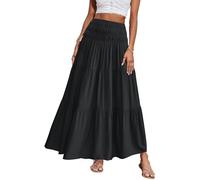 CFLONGE Maxi gonne estive per le donne 2026 moda boho gonna lunga alla moda floreale a vita alta una linea gonna da spiaggia abito da vacanza, Nero 1, XX-Large