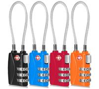CFMOUR TSA Locks - 1, 2, 3, 4, 5, 6 pezzi con combinazione di cavi da viaggio a 3 cifre, lucchetti di sicurezza per valigie, valigie, valigie, borse, codice di blocco, nero, blu, rosso e arancione