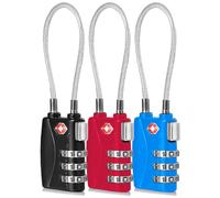 CFMOUR TSA Locks - 1, 2, 3, 4, 5, 6 pezzi con combinazione di cavi da viaggio a 3 cifre, lucchetti di sicurezza per valigie, valigie, valigie, borse, serratura a codice, nero, blu e rosso (confezione