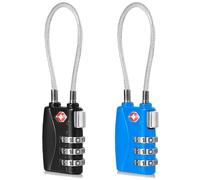 CFMOUR TSA Locks - Confezione da 1, 2, 3, 4, 5, 6 lucchetti di sicurezza a combinazione con cavo a 3 cifre, per valigie, valigie, valigie, bagagli, borse, codice di sicurezza, colore: nero e blu