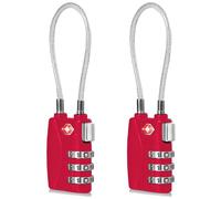 CFMOUR TSA Locks - Confezione da 1, 2, 3, 4, 5, 6 lucchetti di sicurezza a combinazione con cavo a 3 cifre, per valigie, valigie, bagagli, borse, codice di lucchetto, colore rosso (confezione da 2)