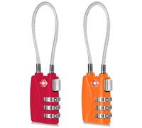 CFMOUR TSA Locks - Confezione da 1, 2, 3, 4, 5, 6 lucchetti di sicurezza con combinazione a 3 cifre, per valigie, valigie, bagagli, borse, codice di serratura, colore rosso e arancione (confezione da