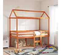 CFODOJ Letti & Accessori,Letto & Bed Frame Accessori,Letto per bambini Tetto Cera Marrone 207x95.5x159 cm Legno massello Pino