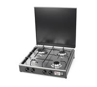 CFParker Fornello 4 fuochi a gas Gpl Valvola di Sicurezza Grigio Grafite e Piano Acciaio Inox made in italy mod. 542GSPGPS