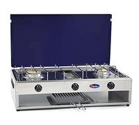 CFParker Fornello a gas Gpl 2 fuochi con grill inox e Valvola di Sicurezza per uso interno mod 552RSGB Colore Grigio Blu