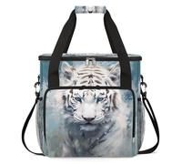 cfpolar Borsa da trasporto per macchina da caffè, borsa da viaggio compatibile con K-Mini e K-Mini Plus, custodia portatile per caffè monodose per capsule K-Cup, arte astratta, tigre bianca