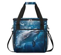 cfpolar Borsa da trasporto per macchina da caffè, borsa da viaggio compatibile con K-Mini e K-Mini Plus, custodia portatile per caffè monodose per capsule K-Cup, delfino subacqueo blu mare