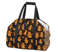 cfpolar Porta legna da ardere natalizio con manico, grande capacità, borsa per il trasporto della legna da ardere, borsa per il trasporto di legna da ardere, accessori per camino, campeggio, barbecue
