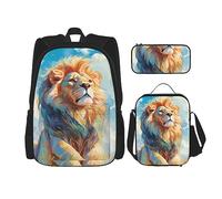 cfpolar Zaino da 3 pezzi, motivo: galassia con cielo stellato e meteora, astuccio da viaggio per laptop, libri, borsa termica per il pranzo, borsa termica per articoli da toeletta per lavoro, picnic,