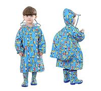 cfpqv Abbigliamento antipioggia per bambini con borsa per la scuola copertura impermeabile poncho giacca impermeabile bambino, Blu, 4-6 Jahre
