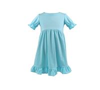 cfpqv Abito da bambina a maniche corte, girocollo, vita alta, otto colori, da 1 a 6 pois rossi, Celeste., 12 mesi
