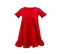cfpqv Abito da bambina a maniche corte, girocollo, vita alta, otto colori, da 1 a 6 pois rossi, Colore: rosso, 12 mesi