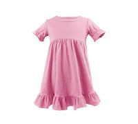 cfpqv Abito da bambina a maniche corte, girocollo, vita alta, otto colori, da 1 a 6 pois rossi, Colore: rosa., 18 mesi