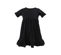 cfpqv Abito da bambina a maniche corte, girocollo, vita alta, otto colori, da 1 a 6 pois rossi, Nero , 12 mesi